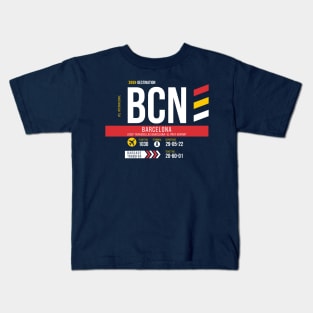 Vintage Barcelona BCN Airport Code Travel Day Retro Air Travel Kids T-Shirt